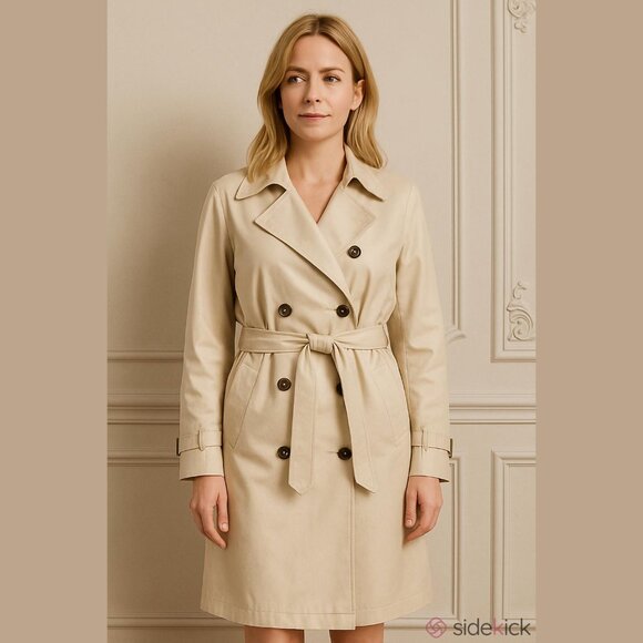 🍀🍀Alfani Trench Coat Belted Double Breasted Two Pockets Champagne XL NWOT - Picture 1 of 8